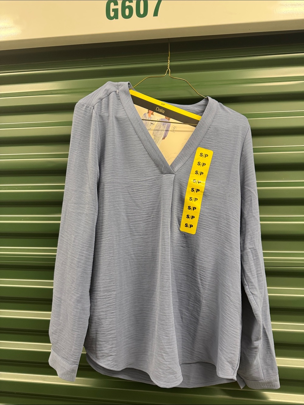 Dalia Light Blue V-Neck Long Sleeve Top